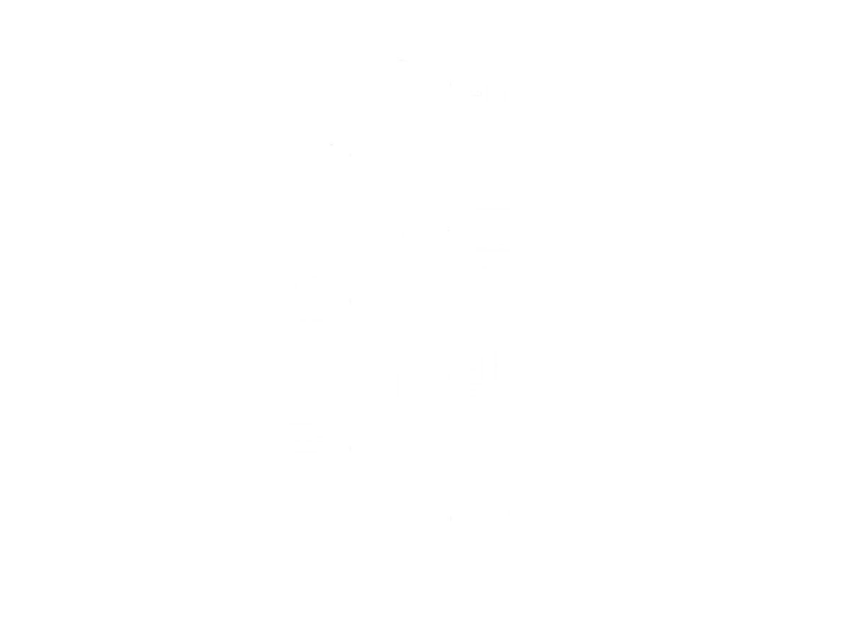 Infografika przedstawiająca 7 etapów współpracy z architektem wnętrz: od inwentaryzacji i analizy potrzeb, przez wizualizacje 3D, aż po nadzór nad realizacją.